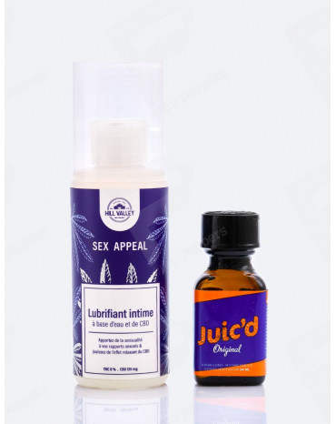 Popper Juic'd 24 ml + lubricante CBD Sex Appeal de 125 ml