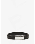 Pulsera Cockring de Cuero Negro y Cromo