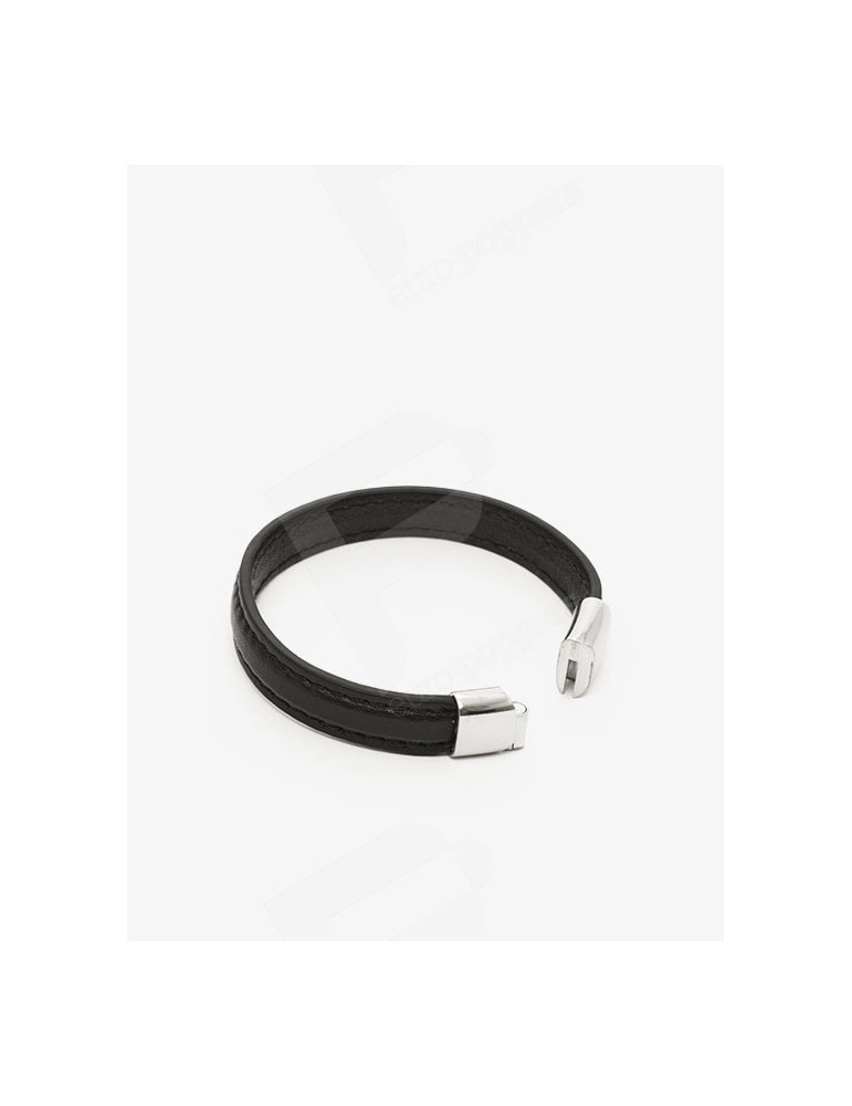 Pulsera Cockring de Cuero Negro y Cromo 2