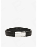 Pulsera Cockring de Cuero Negro y Cromo