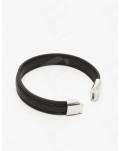 Pulsera Cockring de Cuero Negro y Cromo 2