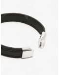 Pulsera Cockring de Cuero Negro y Cromo 3