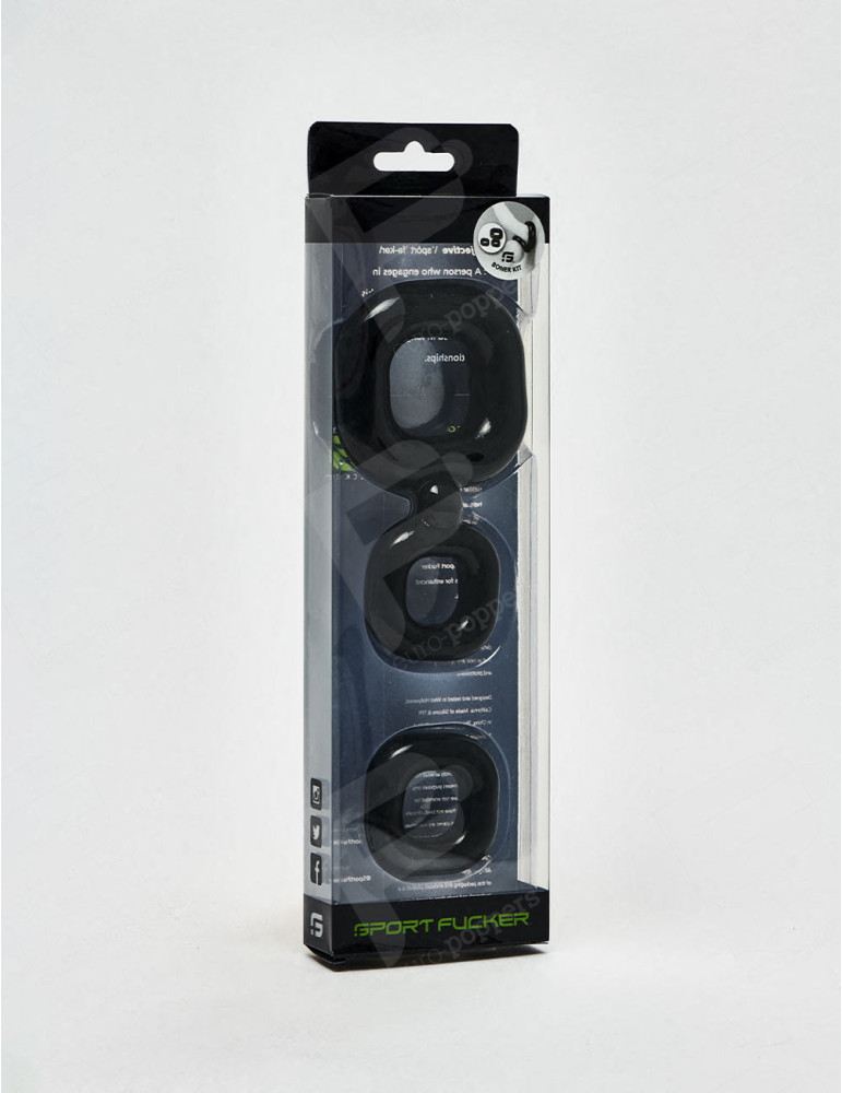 Pack Anillos Para Pene Sport Fucker - 2 en 1 - Negro 2
