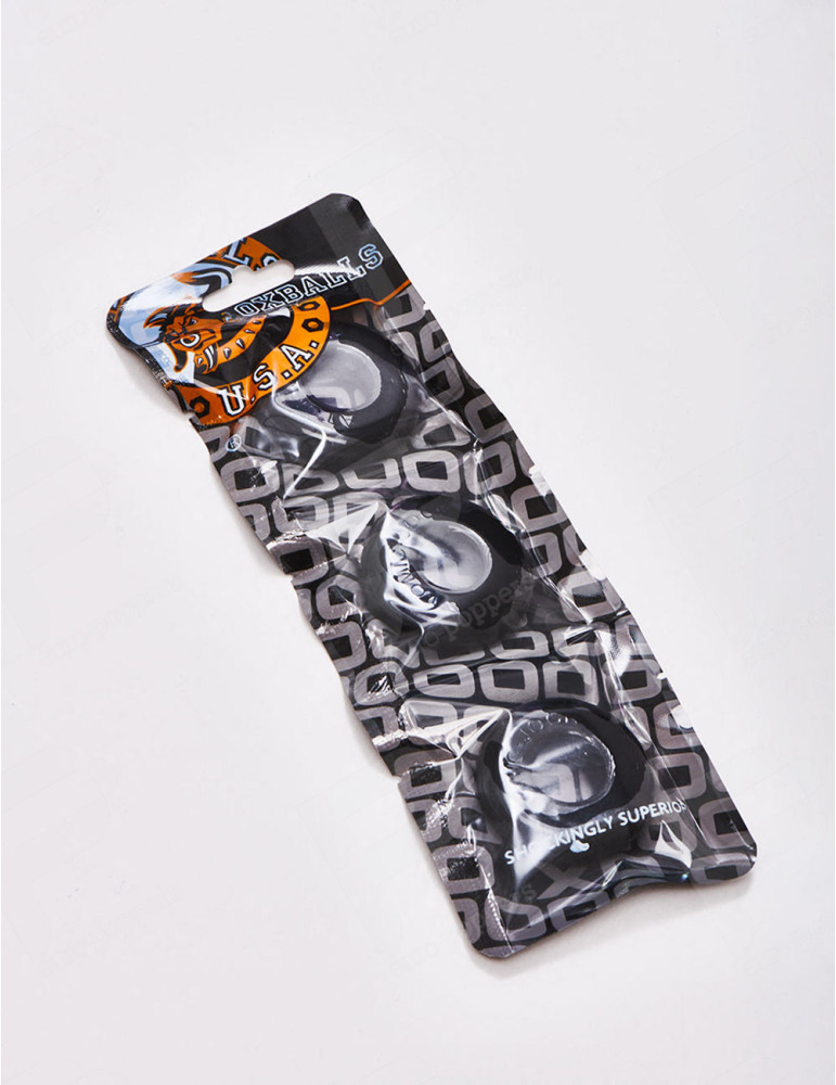 Paquete de 3 Anillos Para Pene Negro Night Edition - Oxballs (4,5 cm)
