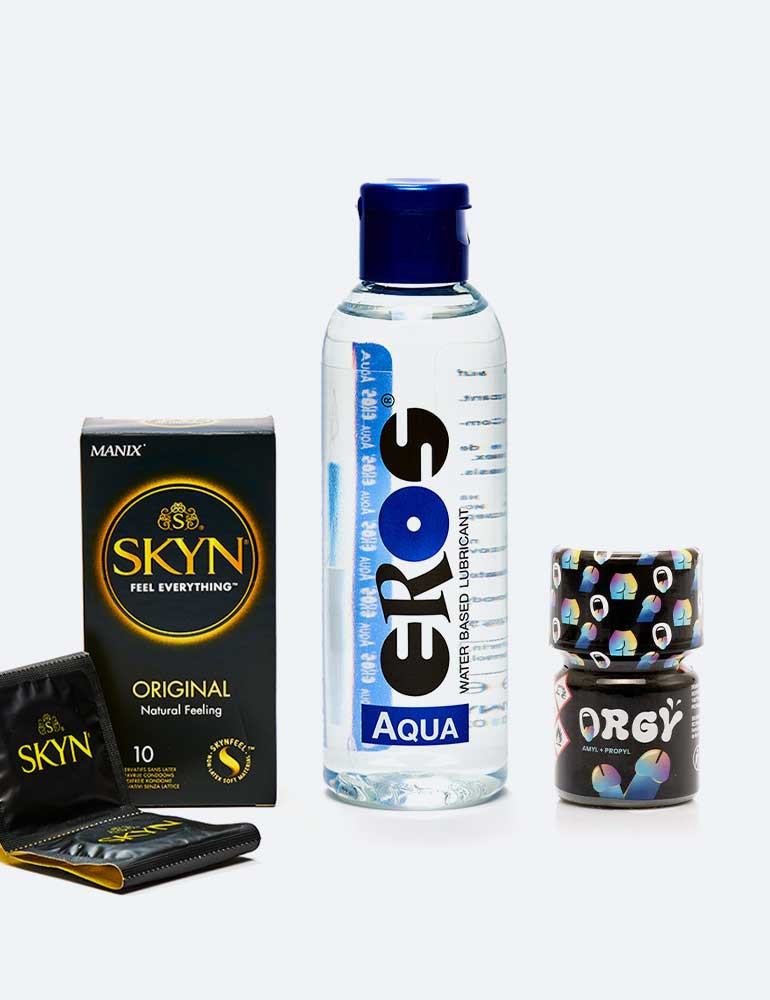 Pack Follamigo: Poppers + Lubricante + Preservativos